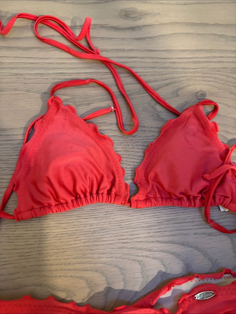 Luli Fama Red Ruffled Triangle Bikini - Picture 4 of 8